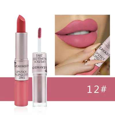 Double ended Non stick Cup Matte Matte Lip Gloss 12 Style - Shop at LoveMi