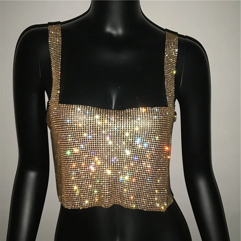 Bling Rhinestones Party Crop Top Full Diamonds Sequins Top Figure1 - Shop at LoveMi