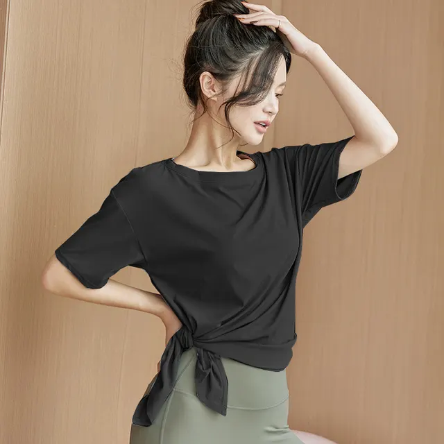 Women's Loose Sports Short Sleeve T shirt Black - Shop at LoveMi
