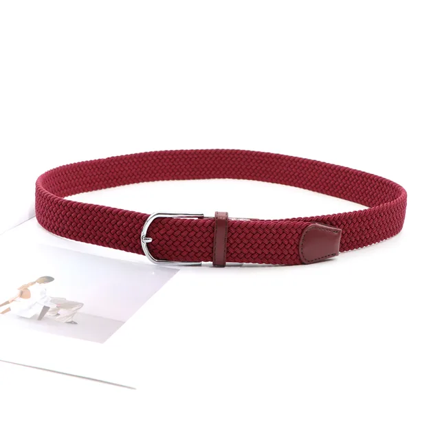 New Casual Versatile Braided Elastic Belt Wine Red Width3.5Cm - Shop at LoveMi