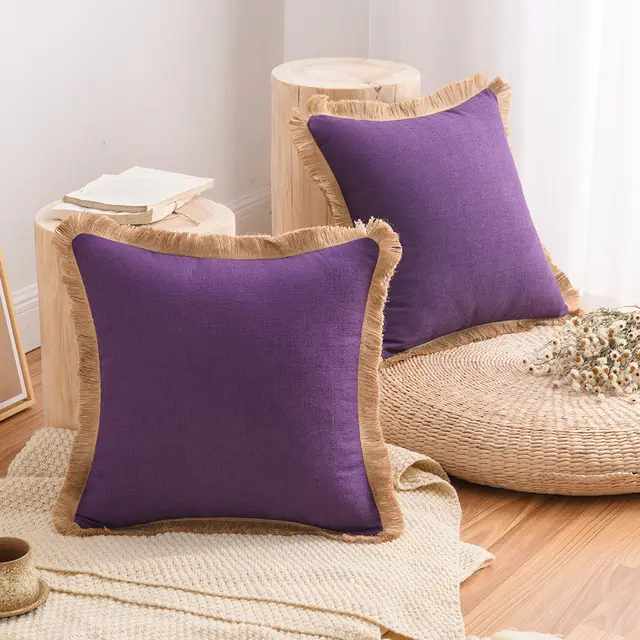 Nordic Ins Style Thickened Solid Color Cotton And Linen Pillowcase Purple - Shop at LoveMi