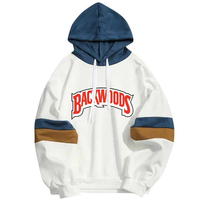 Men's Spliced Parallel Bars Sweater Men's Hoodie Sweatshirt White - Shop at LoveMi