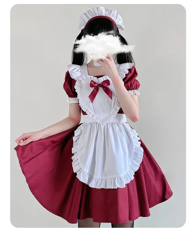 Maid Cute Lolita Dress Plus Size Red - Shop at LoveMi
