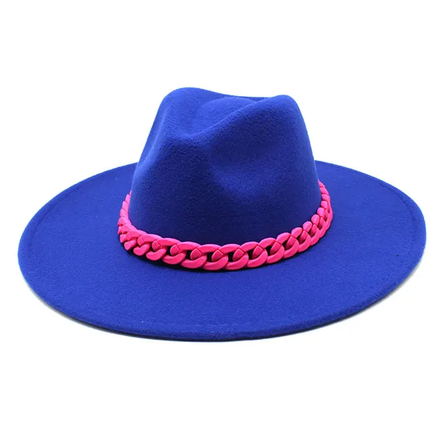 Men's And Women's Large Brim Wool Top Hat Blue - Shop at LoveMi