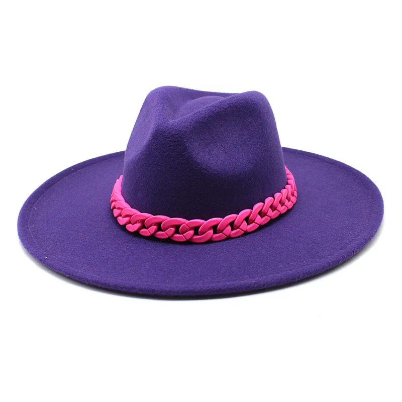 Men's And Women's Large Brim Wool Top Hat Purple - Shop at LoveMi