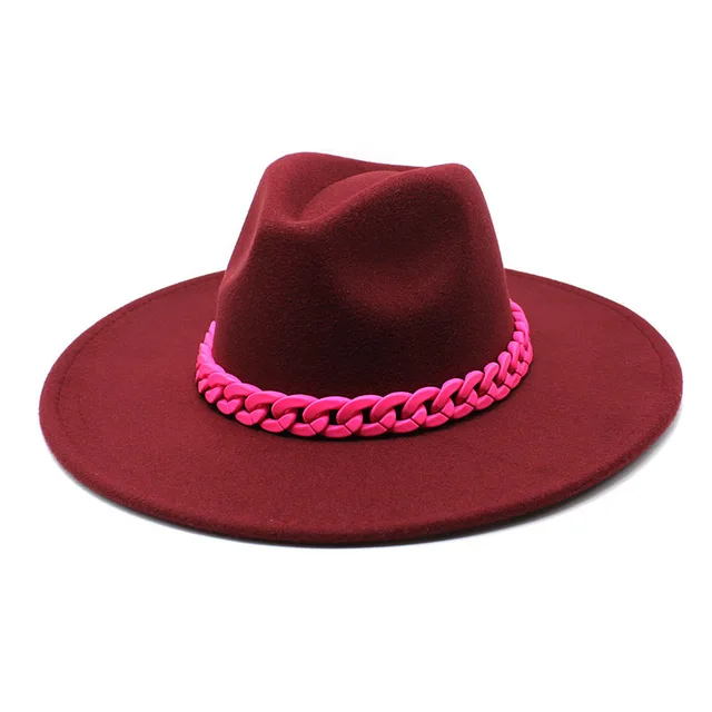 Men's And Women's Large Brim Wool Top Hat Wine Red - Shop at LoveMi