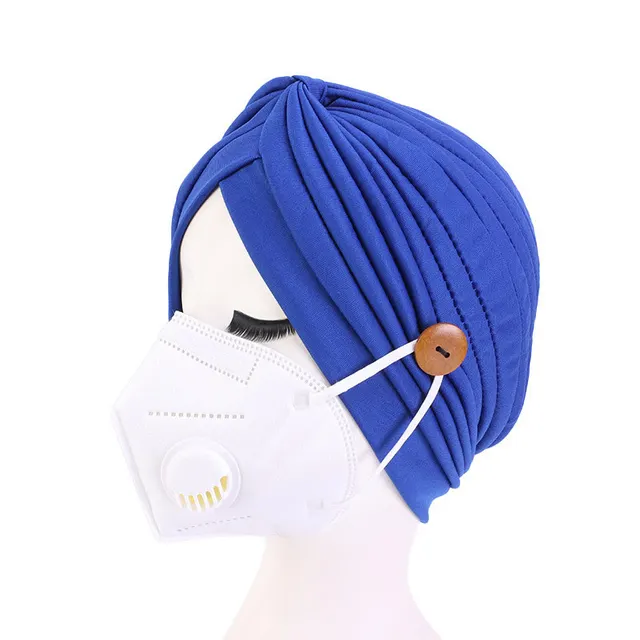 Epidemic Prevention Supplies Ladies Masks Hats Anti Strangle Headbands Button Headbands Sapphire - Shop at LoveMi