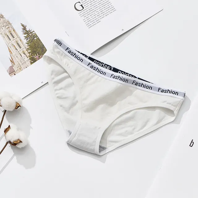 Comfortable Low Waist Underwear Women's Pure Cotton Fashion Letters White - Shop at LoveMi