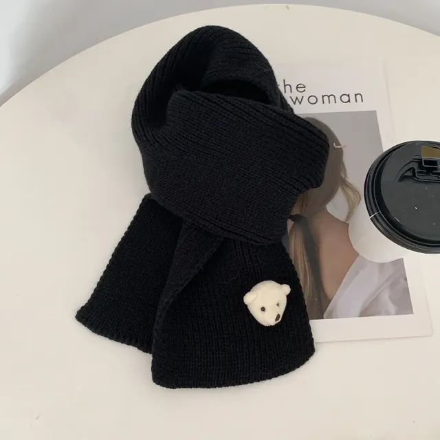 Knitted Wool Scarf Student Cute Spring And Autumn Warm Children Black - Shop at LoveMi