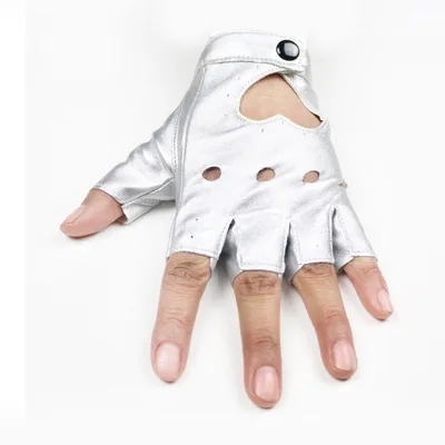 Half finger Leather DS Performance Hip hop Silver - Shop at LoveMi