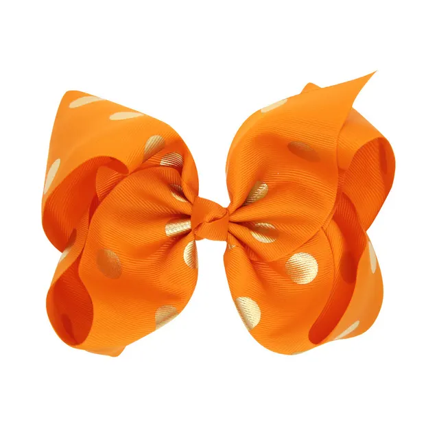 8 Inch Large Bronzing Dot Bow Hair Clip Orange - Shop at LoveMi