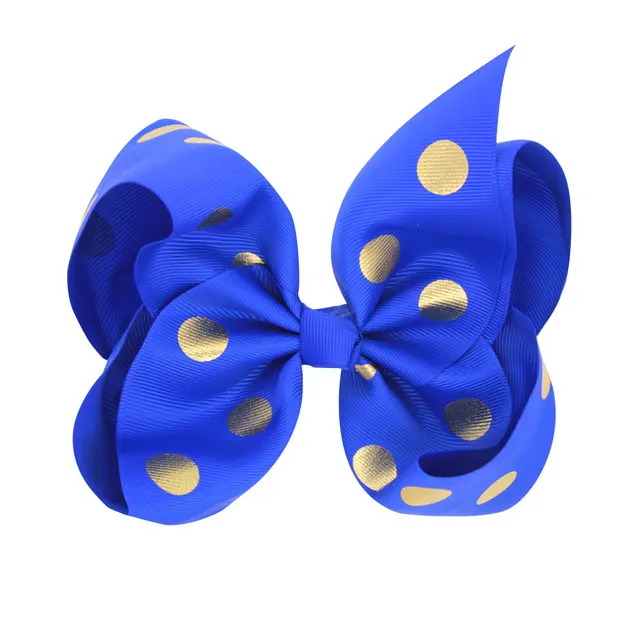 8 Inch Large Bronzing Dot Bow Hair Clip Royal Blue - Shop at LoveMi