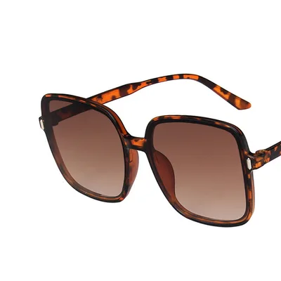 Rice Nail Square Sunglasses Gradient Color Leopard Print Double Tea - Shop at LoveMi