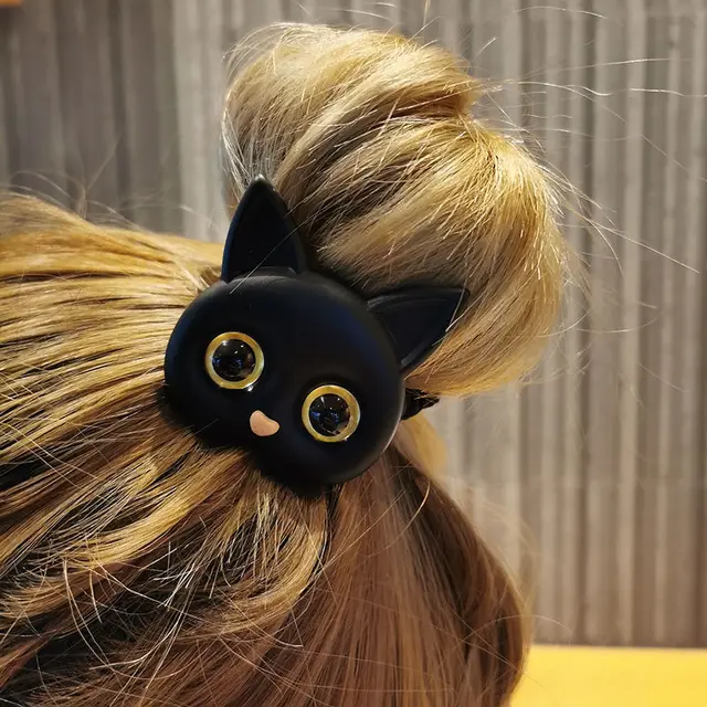 Korean Version Of Cute Cat Fashion Small Intestine Cloth Ring Black - Shop at LoveMi