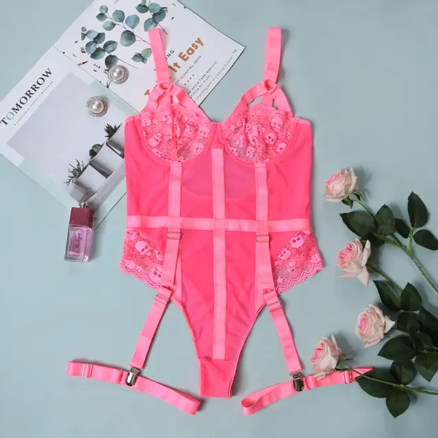 Europe And The United States Lace Nightclub Outfit Erotic Jumpsuit Pink - Shop at LoveMi