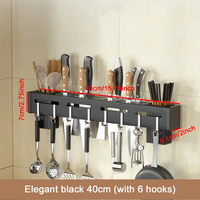 Stainless Steel Storage Rack With Chopsticks And Knives Black - Shop at LoveMi