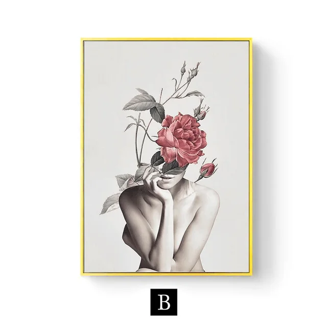 Modern Living Room Home Decor Painting Abstract Floral Character Art Canvas Poster - Shop at LoveMi