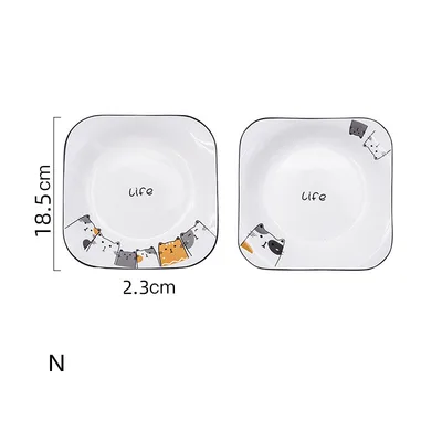 Cat Plate Vegetable Plate Deep Plate Household Ceramic N - Shop at LoveMi