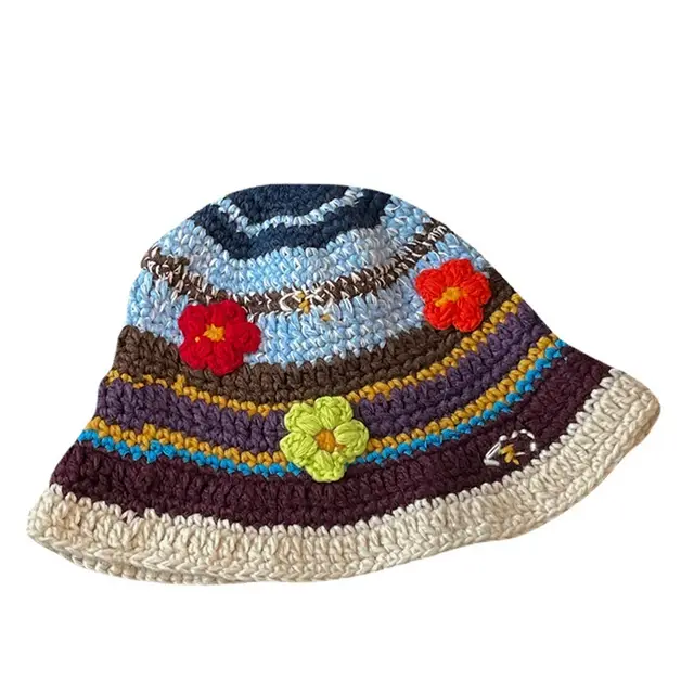 Women's Autumn And Winter Thin Small Flower Knitted Fisherman Hat Suit - Shop at LoveMi
