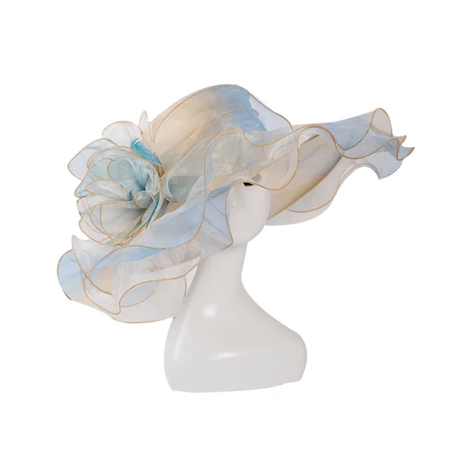 Ladies British European And American Style Multicolor Organza Hat Blue - Shop at LoveMi