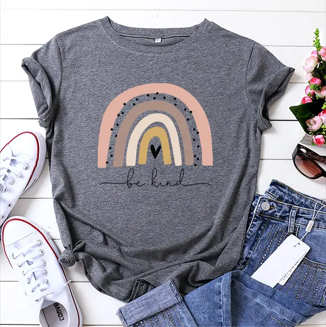 Women's Pure Cotton Short Sleeve T shirt Bottoming Shirt Dark Grey - Shop at LoveMi