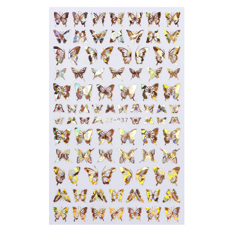 Simulation Thin Butterfly Laser Bronzing Nail Sticker - Zy037 Gold