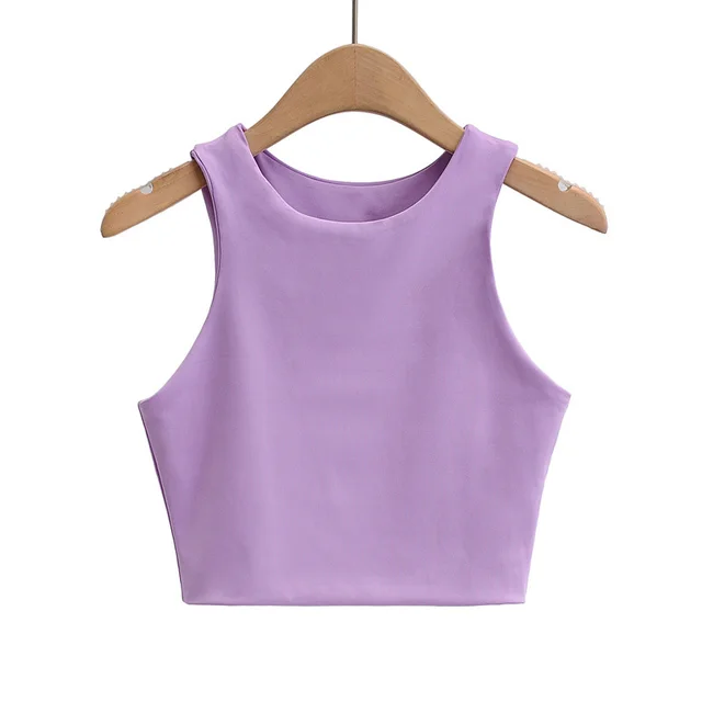 Women's Sleeveless Wide Shoulder Strap Vest Purple - Shop at LoveMi