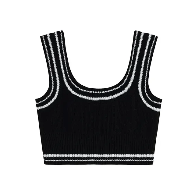 Spring Women's Sleeveless Black White Knitted Vest Black - Shop at LoveMi