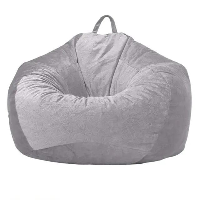 Lazy Sofa Bean Bag Cloth Cover Tatami Short Velvet No Filler Home Toy Storage Grey - Shop at LoveMi