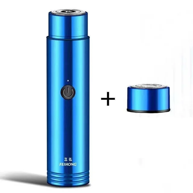 Mini Electric Shaver Portable Car Rechargeable Shaver Blue With Spare Head - Shop at LoveMi