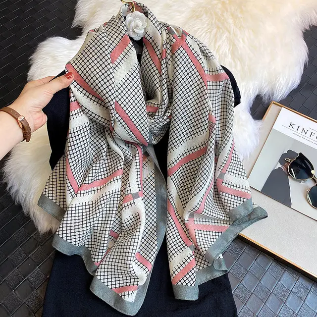 Women's Winter Korean Style All Match Rhombus Scarf Grey - Shop at LoveMi