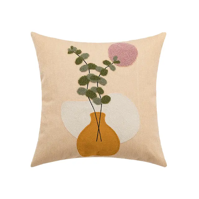 Cotton Towel Embroidered Pillowcase Net Red Ins Pastoral Style Bottle Flowers - Shop at LoveMi