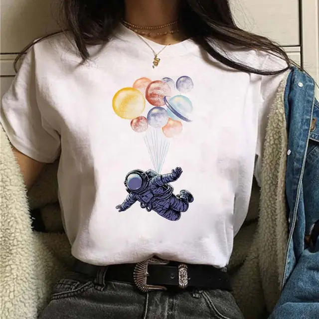 Women's Astronaut Exploring The Moon Creative Personality Print Women's T shirt K - Shop at LoveMi
