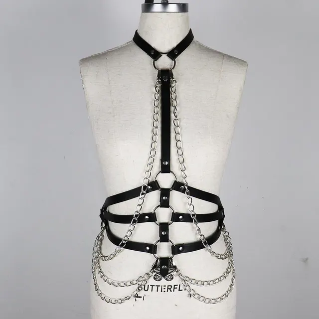 Chain Leather Clothes Stage Performance Props Black - Shop at LoveMi
