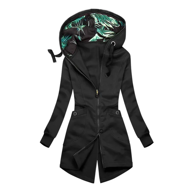 Ladies Long Sleeve Hooded Zip Cardigan Casual Jacket Black - Shop at LoveMi