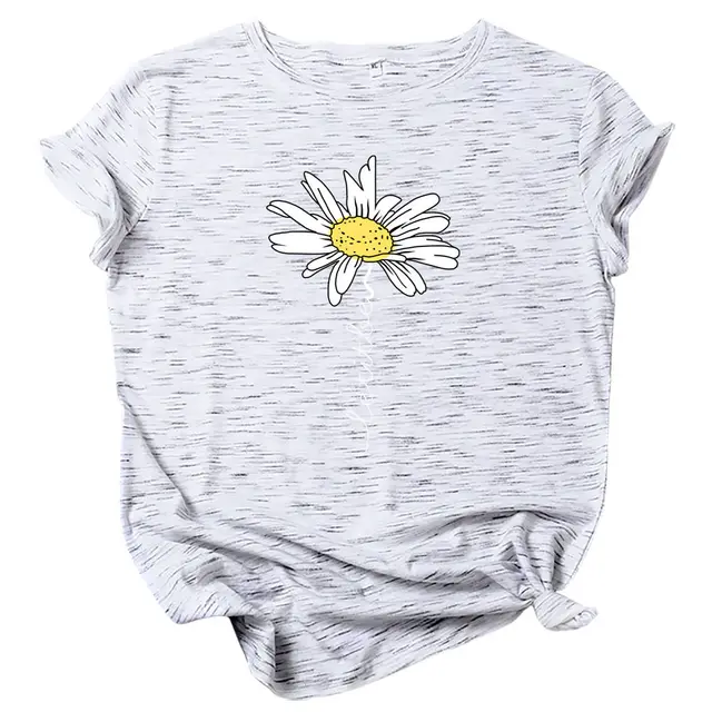 Sunflower Alphabet Print Short Sleeve Fashion Marble Color - Shop at LoveMi
