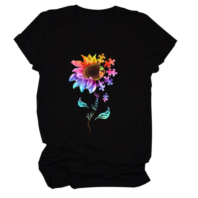 Large Size Casual Printed Crew Neck Top Black - Shop at LoveMi