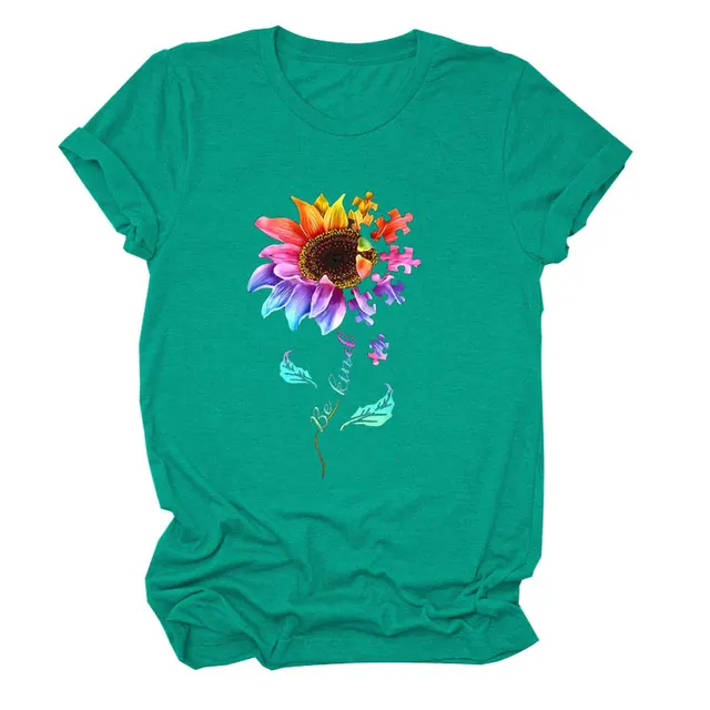 Large Size Casual Printed Crew Neck Top Green - Shop at LoveMi