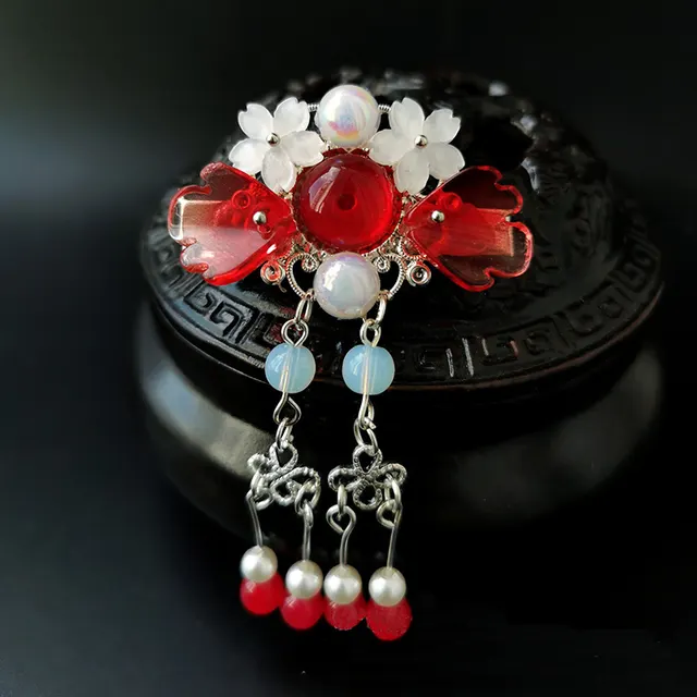 Retro Headgear Girls New Year Hairpin Red - Shop at LoveMi