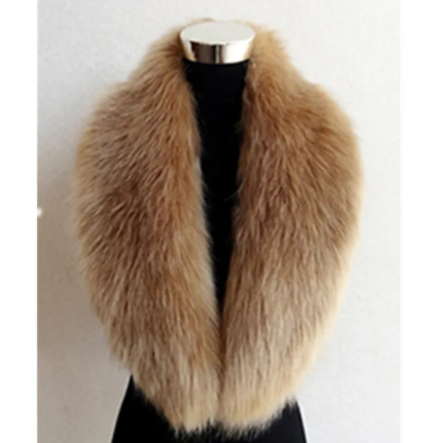 Faux Fox Fur Ladies Shawl Big Fur Collar Scarf Khaki - Shop at LoveMi