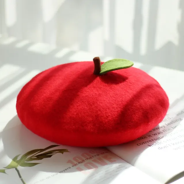 Painter Hat Parent child Wool Felt Orange Orange Beret Red - Shop at LoveMi