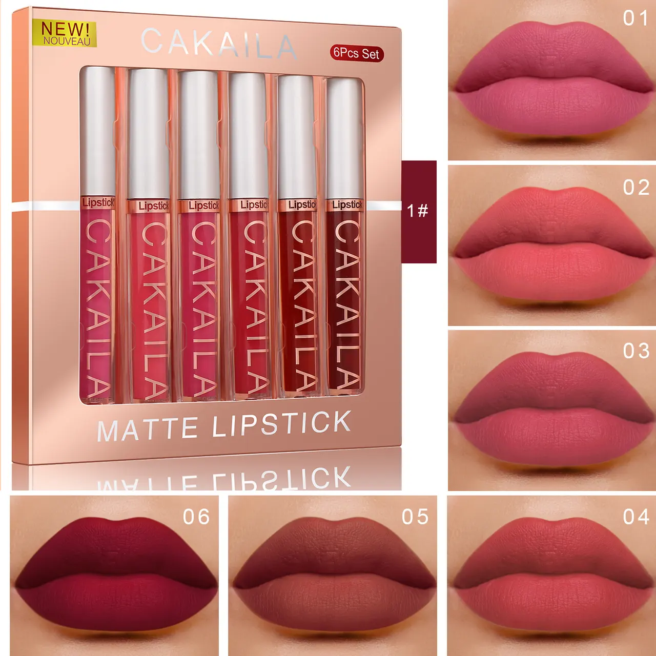 Matte Nonstick Lip Gloss Set Of 6 - 1 Style