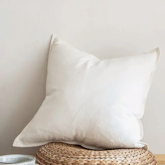 Cotton And Linen Living Room Pillow Linen Sofa Bedside Back Large Cushion White - Shop at LoveMi