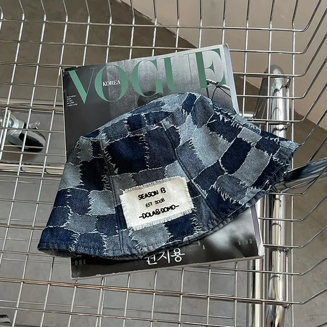 Vintage Patch Denim Patch Versatile Fisherman Hat Deep Denim - Shop at LoveMi