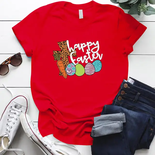 Pumpkin Print T Shirt Carrot Short Sleeve Red - Shop at LoveMi