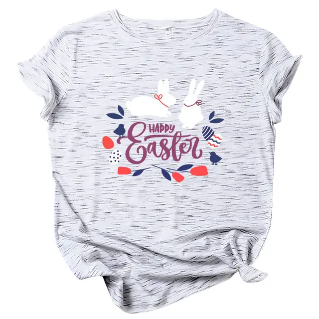 Cotton Easter Short Sleeve Women's T Shirt Marble Color - Shop at LoveMi