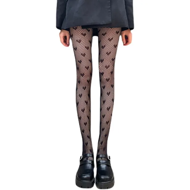 Women's Small Heart Pattern Panty Fishnet Socks Black - Shop at LoveMi