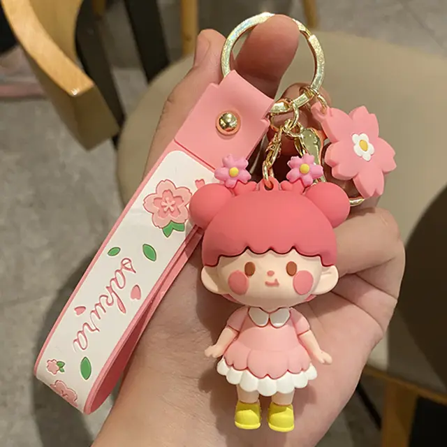 New Design Cute Cherry Blossom Girl Doll Key Chains Sakura Girlyellow Shoes - Shop at LoveMi