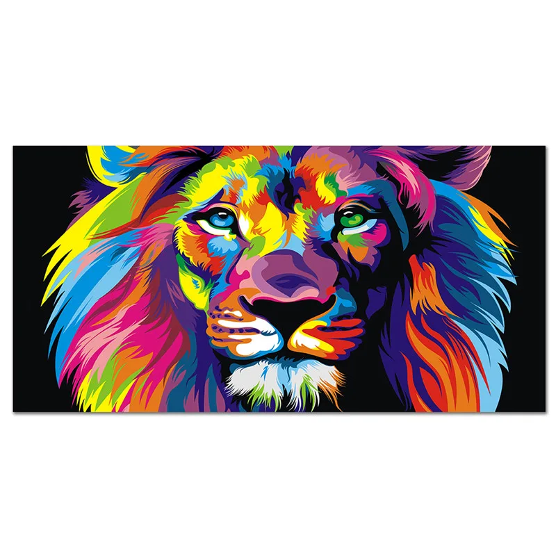 Art Print Poster Colorful Lion Canvas Painting Wall Art Home Living Room Decor 2Color - Shop at LoveMi