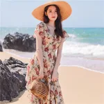 One-shoulder Pleated Dress Women's Summer - Photo Color - View 1